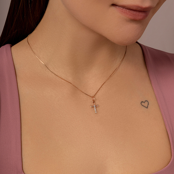 Золотий натільний хрестик з розп'яттям (арт. 518700) – зображення 2