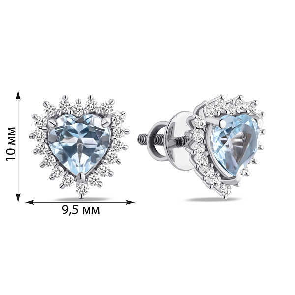 Серебряные серьги-пусеты с топазом и фианитами (арт. 7518/2188469Пг) – изображение 2