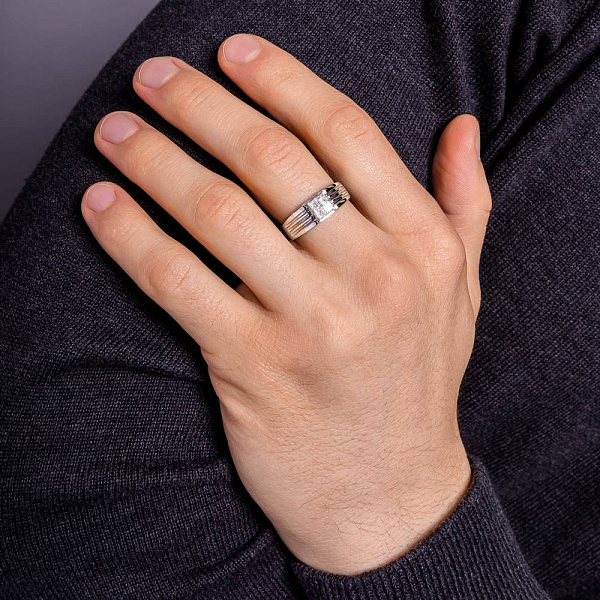 Золотая печатка с бриллиантами (арт. К341434040б) – изображение 2