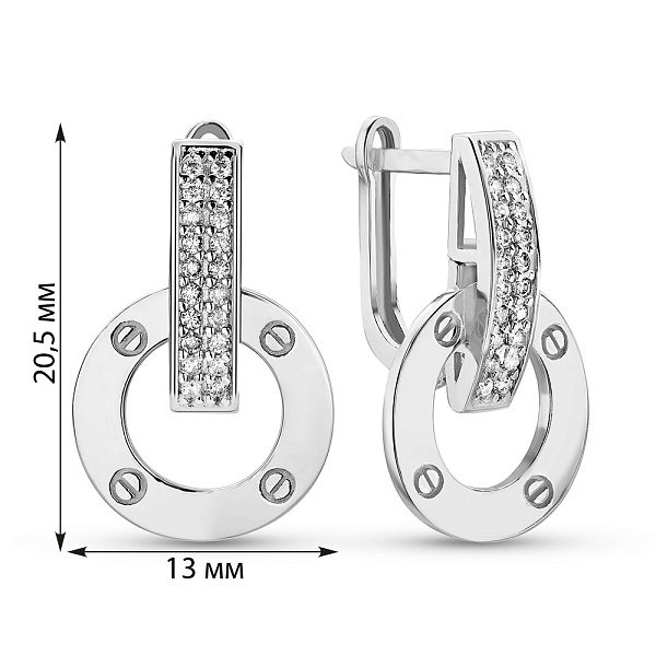 Серьги из белого золота с фианитами (арт. 1091347б) – изображение 2