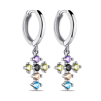 Серебряные серьги-подвески с альпинитами (арт. 7502/9350/10ацв)