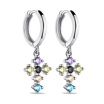 Серебряные серьги-подвески с альпинитами (арт. 7502/9350/10ацв)