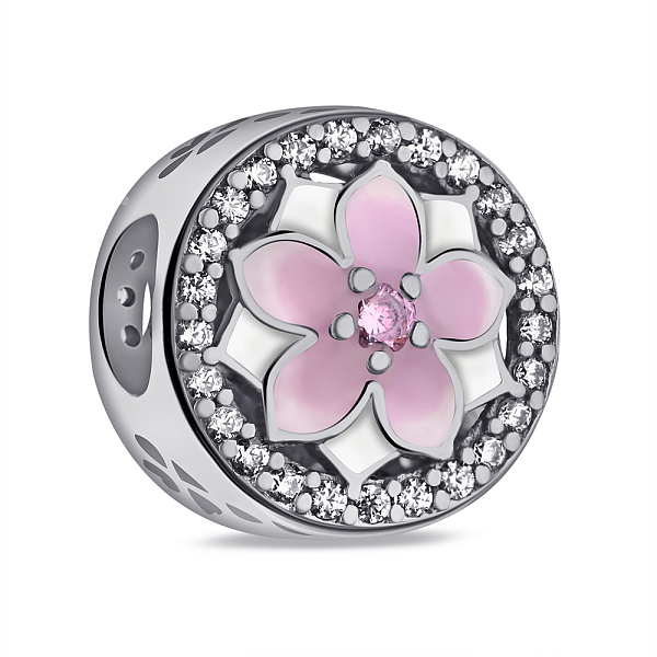 Срібний шарм Квітка з емаллю (арт. 7903/П5ФБР/7077) – зображення 1