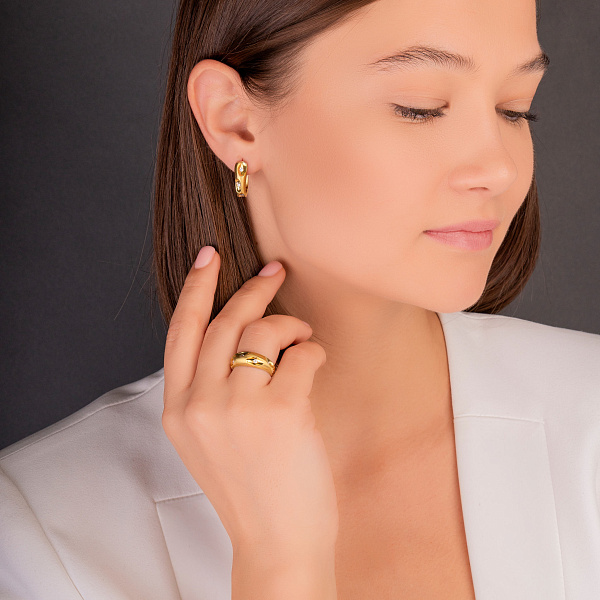 Сережки з жовтого золота з фіанітами (арт. 1091127жм) – зображення 2