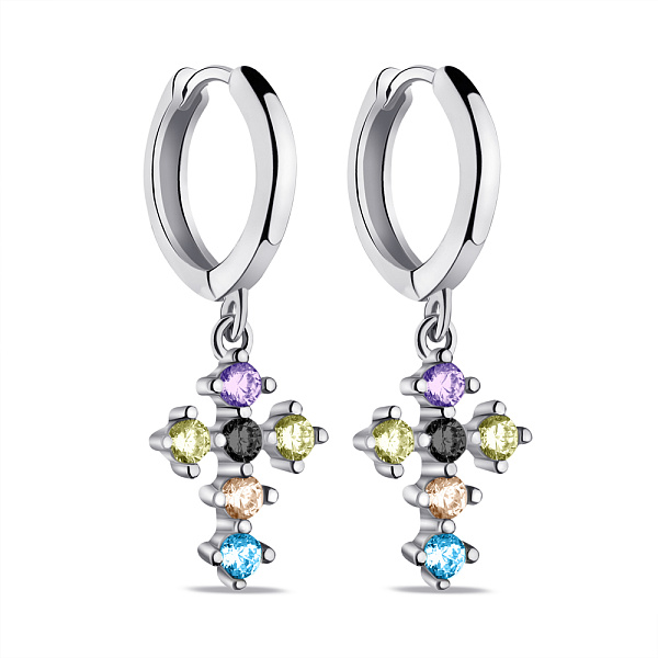 Серебряные серьги-подвески с альпинитами (арт. 7502/9350/10ацв) – изображение 1