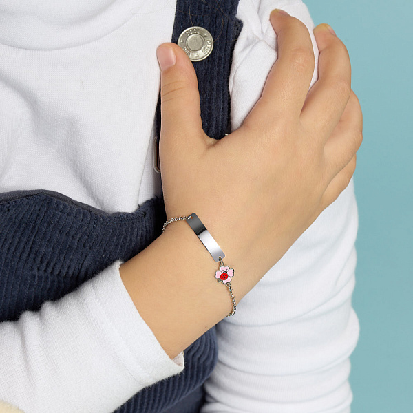 Серебряный браслет "Божья коровка" с эмалью (арт. 7509/3607ер) – изображение 3