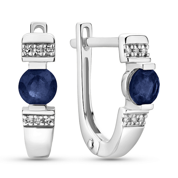 Серьги из белого золота с сапфиром і бриллиантами  (арт. С011067бс) – изображение 1