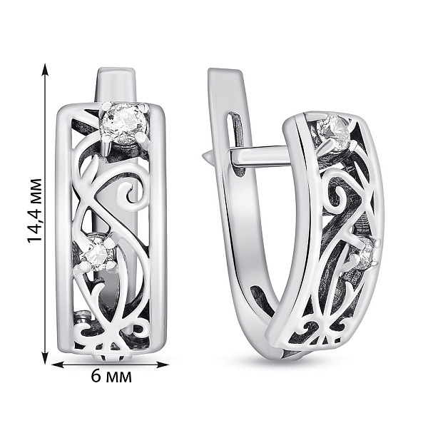 Серебряные серьги с россыпью камней (арт. 7902/1028.10) – изображение 4