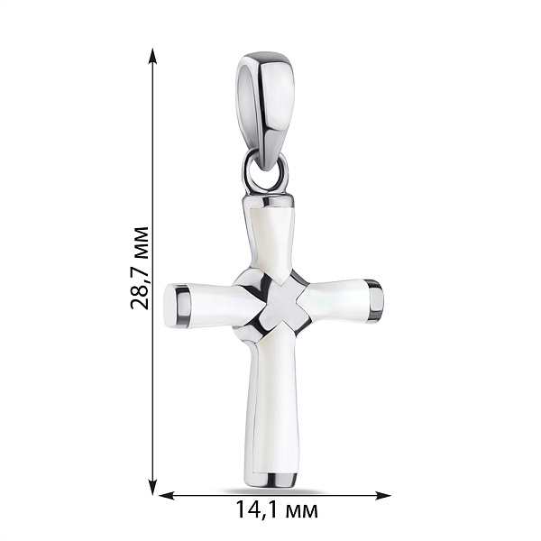 Хрестик зі срібла з перламутром (арт. 7503/3996п) – зображення 2