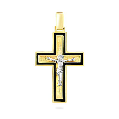 Крестик из золота с распятием и черной эмалью (арт. 505014жч)