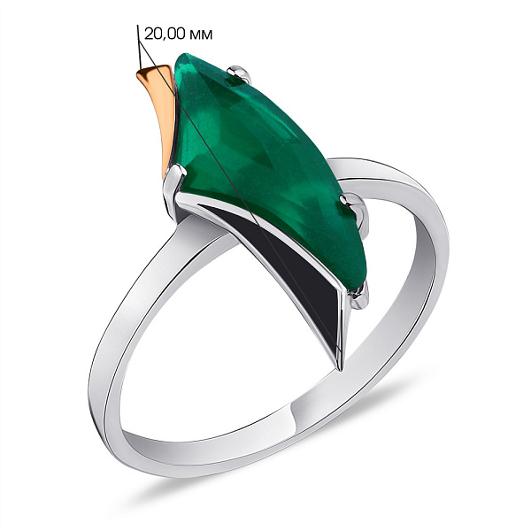 Срібна каблучка з хризопразом та емаллю (арт. 7201/344Хрпкп) – зображення 2