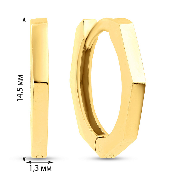 Сережки-кільця з жовтого золота (арт. 1091310/15ж) – зображення 2