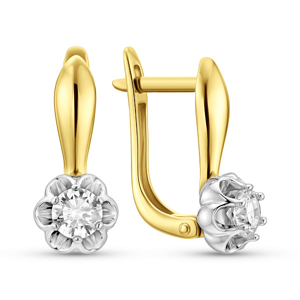Серьги из желтого золота с фианитами (арт. 115600ж) – изображение 1