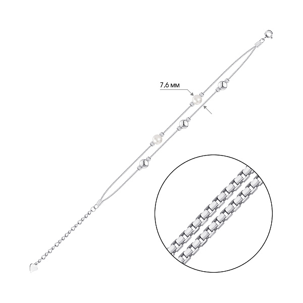 Серебряный браслет с жемчугом (арт. 7509/Б2Ж/804-16) – изображение 2