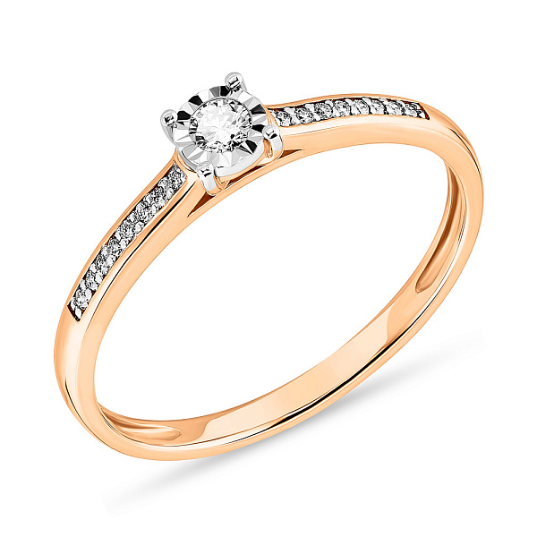 Каблучка з червоного золота з діамантами (арт. К011132010) – зображення 1