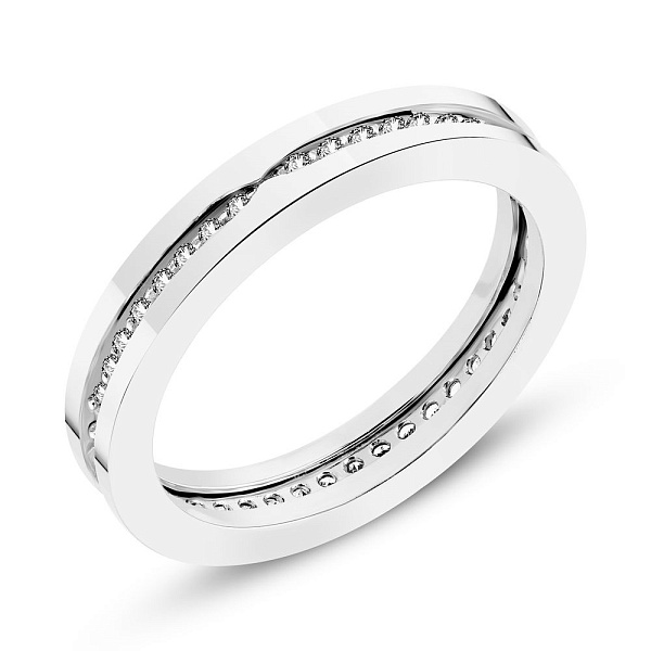 Кольцо из белого золота с дорожкой из фианитов (арт. 155153б) – изображение 1