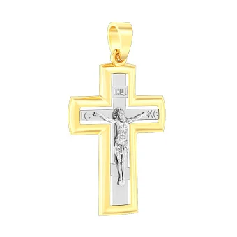 Нательный крестик из желтого и белого золота (арт. 501098ж)