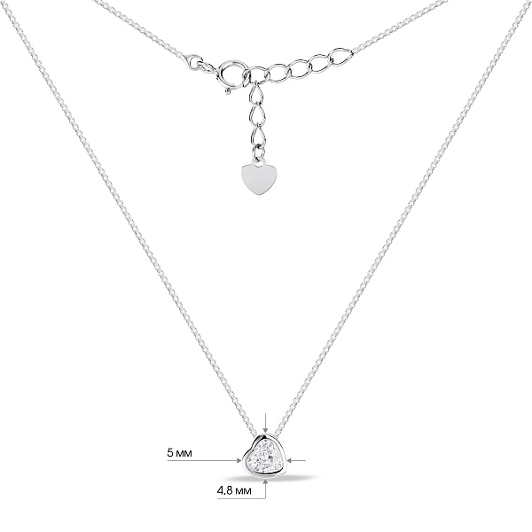 Серебряное колье с подвеской сердце с фианитом (арт. 7507/2704) – изображение 3