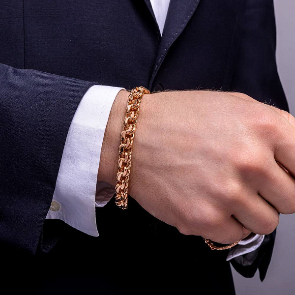 Золотий ланцюговий браслет плетіння Бісмарк (арт. 310318) – зображення 2