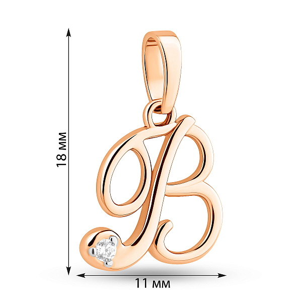 Золотая подвеска Буква В с фианитом (арт. 440623) – изображение 3