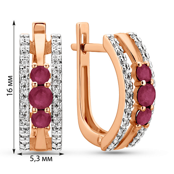 Золотые серьги с рубином и бриллиантами (арт. С011040р) – изображение 4