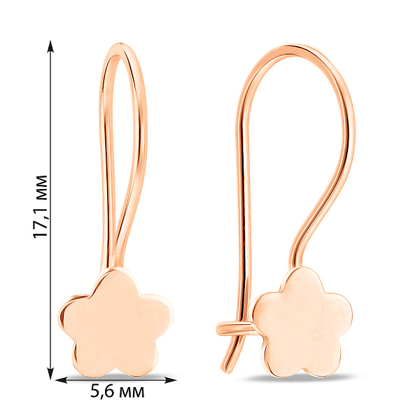 Серьги из красного золота Цветок (арт. 109350) – изображение 3