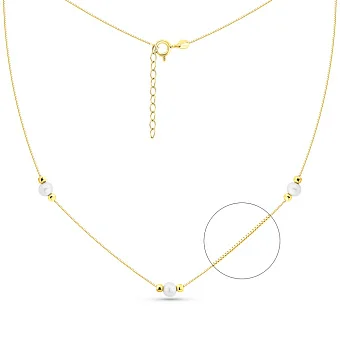 Кольє з жовтого золота з перлинами (арт. 352767жпрлб)