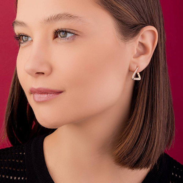 Золотые серьги с фианитами (арт. 2107949101) – изображение 2