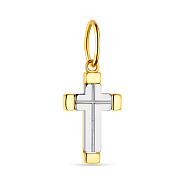 Хрестик з жовтого і білого золота без каміння  (арт. 424525жб)