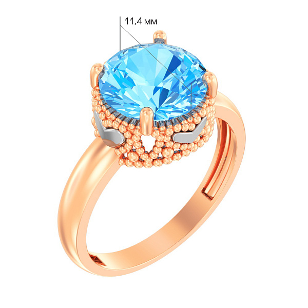 Золотое кольцо с кварцем (арт. 140573ПсГ) – изображение 4