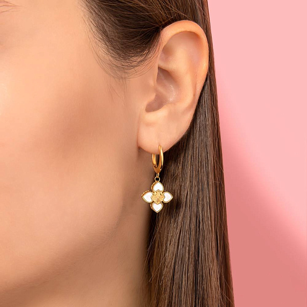 Сережки-підвіски з жовтого золота з перламутром (арт. 1091613жп) – зображення 2