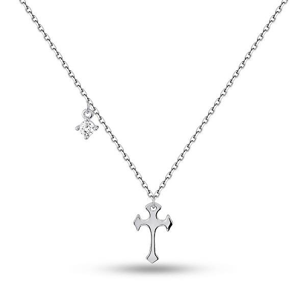 Серебряное колье Крестик с одним фианитом (арт. 7507/2225) – изображение 1