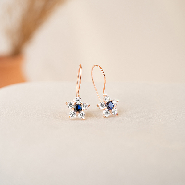 Детские золотые серьги Цветочки с фианитами (арт. 100085с) – изображение 2