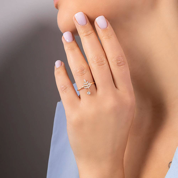 Золота каблучка з фіанітами (арт. 141338) – зображення 3