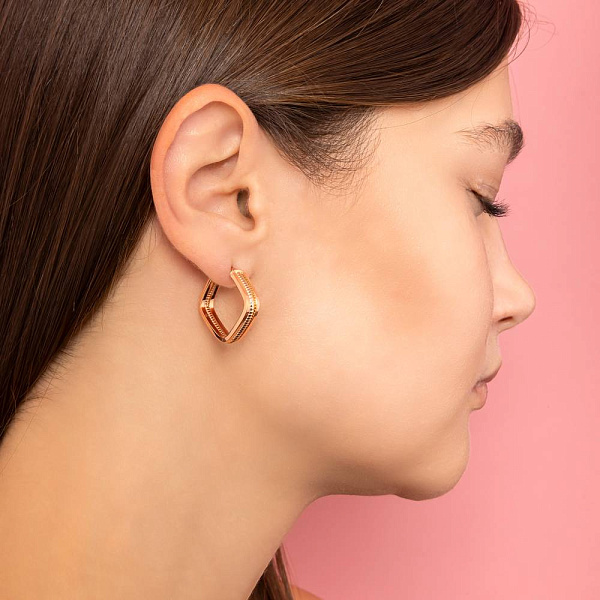 Серьги из красного золота без камней (арт. 1091622/20) – изображение 3