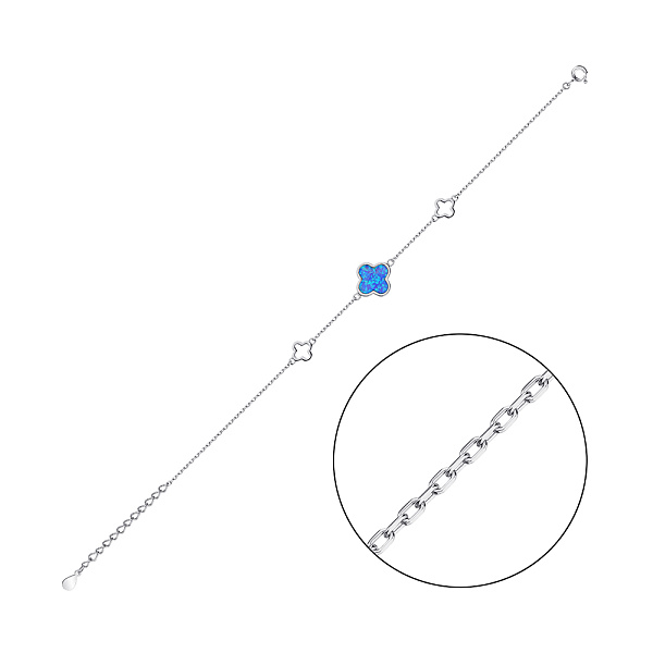 Серебряный браслет Клевер с опалом (арт. 7509/4809Пос) – изображение 1