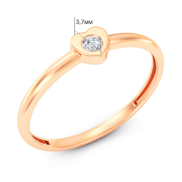 Золота каблучка Серце з діамантом (арт. К011717005) – зображення 2