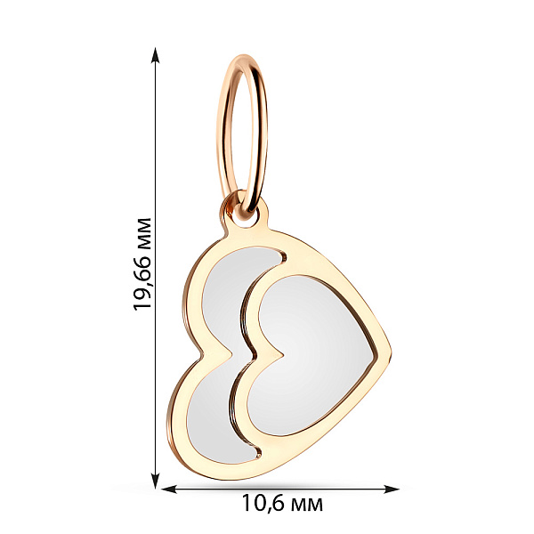 Золотая подвеска Два сердца (арт. 423897) – изображение 2
