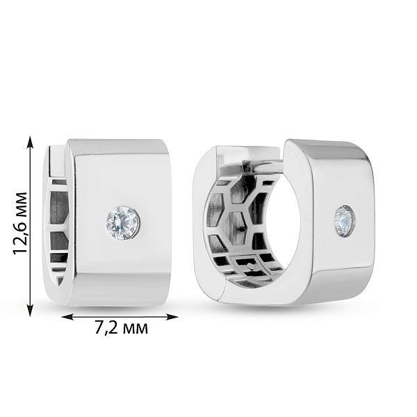 Серьги из белого золота с фианитами (арт. 107732б) – изображение 2