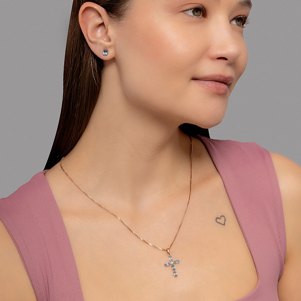 Золотые серьги пусеты с топазом (арт. 111252Птг) – изображение 4