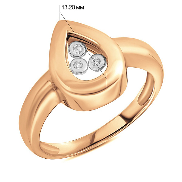 Кольцо из красного золота с фианитами (арт. 150854) – изображение 2