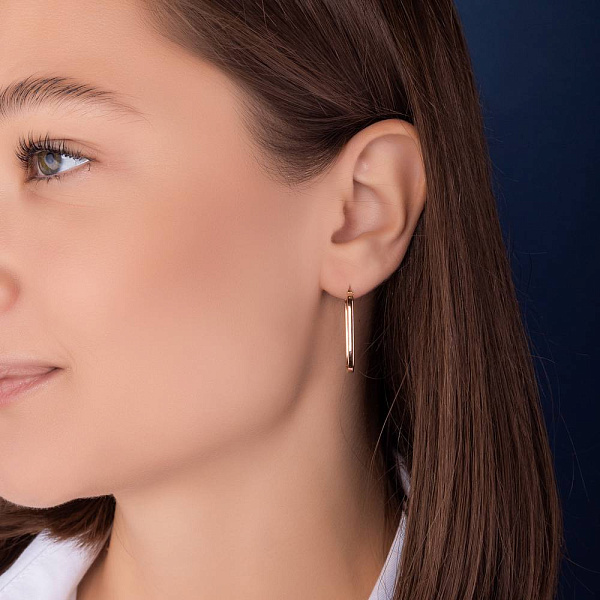 Серьги из красного золота без камней (арт. 1091131/25) – изображение 2