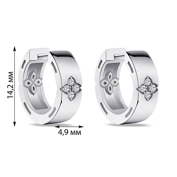 Серьги-кольца из серебра "Клевер" с фианитами (арт. 7502/4495/15) – изображение 2