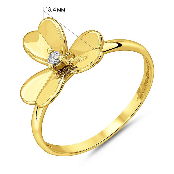 Золотое кольцо Цветок с фианитом (арт. 154430ж) – изображение 2