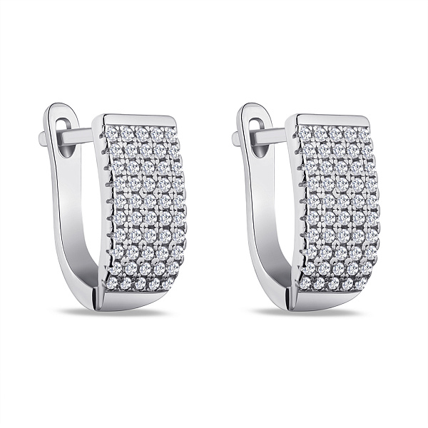 Серьги из серебра с дорожками из фианитов  (арт. 7502/4756) – изображение 1