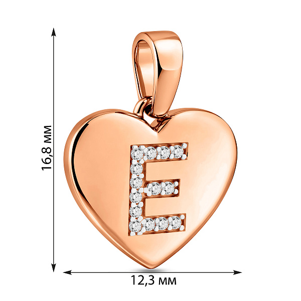 Кулон Буква Е из красного золота с фианитами (арт. 440984) – изображение 3