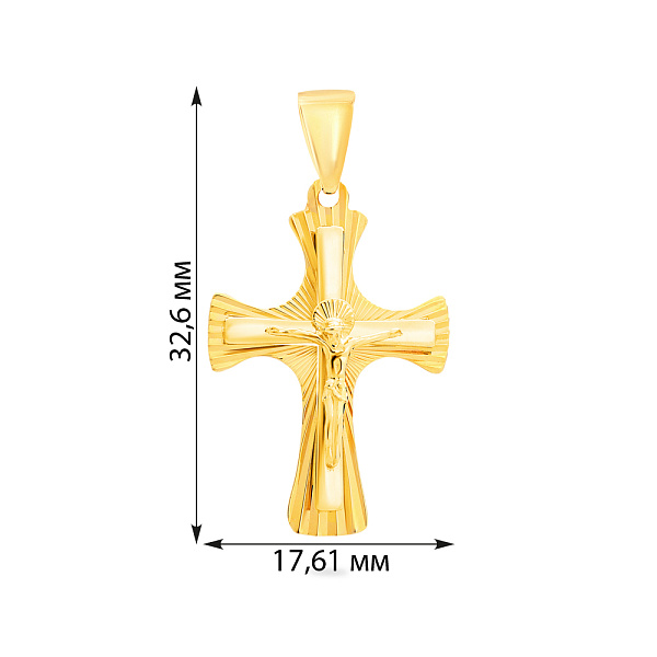 Крестик из желтого золота с распятием (арт. 503842ж) – изображение 2