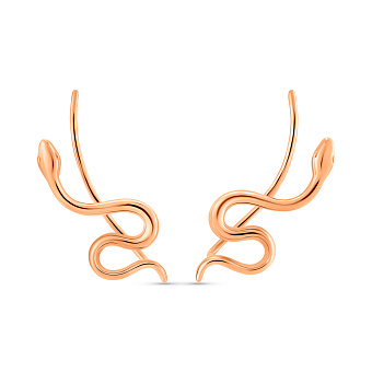 Серьги-клаймберы Змея из красного золота  (арт. 111284)