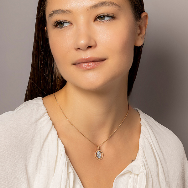 Золотой подвес "Дева" с фианитами (арт. 440669) – изображение 4