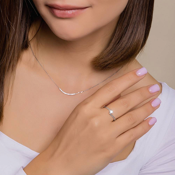 Кольє  з білого золота з доріжкою з діамантів (арт. Ц341643015б) – зображення 4